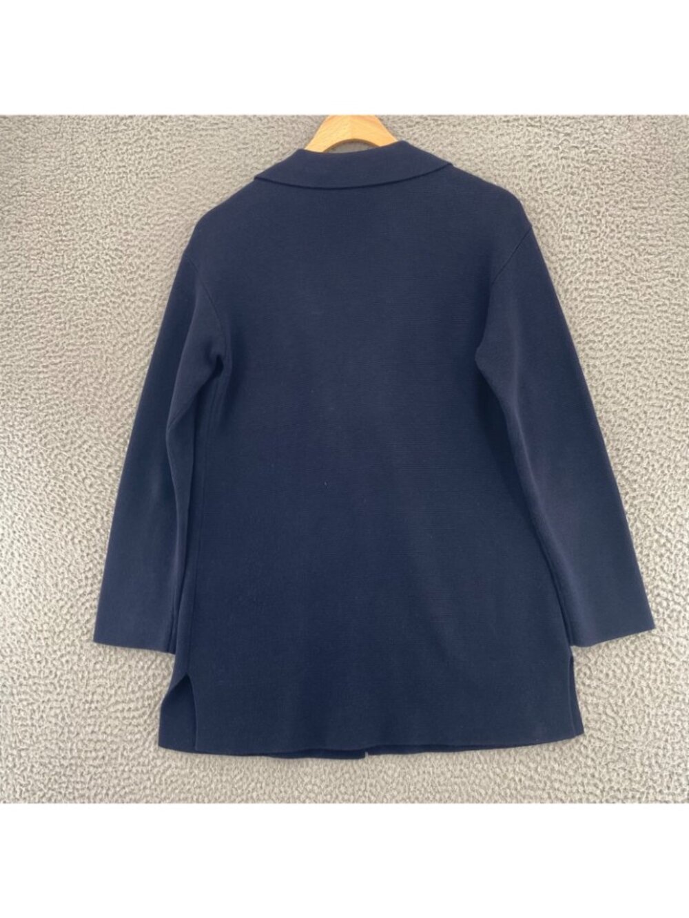 Talbots Sweater Womens P Petite Navy Notch Lapel Cardigan Button Long Sleeves - Picture 3 of 9
